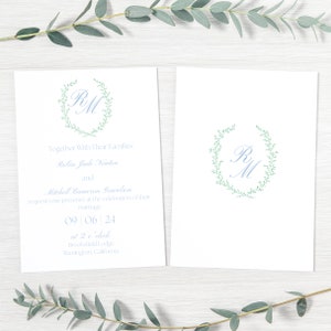 Aangepaste Crest Wedding Invitation (enveloppen inbegrepen)