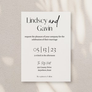 Minimalistische Hochzeitseinladungen + Umschläge