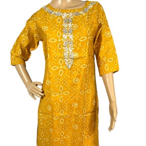 Pure Designer Muslin Silk York Embroidery Fancy Bandhani Kurti