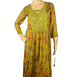 Pure Designer Georgette Crush Floral Print Long Dress with York & Heavy Mirror Thread work