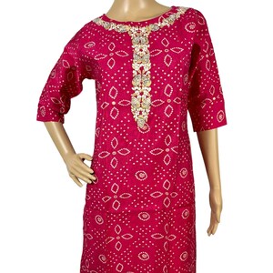 Pure Designer Muslin Silk York Embroidery Fancy Bandhani Kurti
