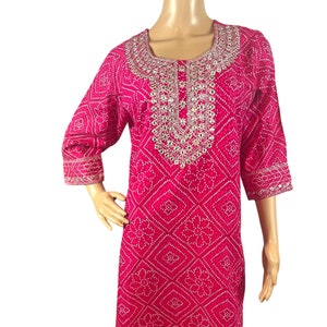 Pure Soft Bandhani Cotton Mirror Thread Work Kurti and Mirror Thread Work Pant
