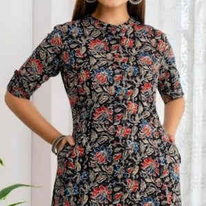 Kalamkari kurti neck designs on sale