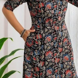 Aline Printed Cotton Kalamkari Kurti With Pockets - Etsy