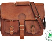 15 Inch Vintage Handmade Leather Messenger Bag Laptop Briefcase Computer Satchel Bag for Men Women (16 Inch Medium) Brown