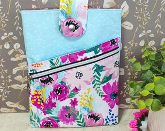 Floral Book Sleeve | Padded Tablet Carrier with Zipper Pocket | Bookish Gifts for women | Teachers and Booklover Gift