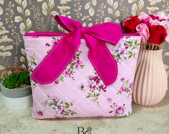 Handmade Floral Pink Bow-Knot Padded Book Sleeve or Bible Cover| Bookish and Teacher's Gifts