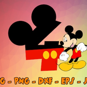 Anniversaire Mickey Mouse Svg, Cupcake Toppers, Cupcake Pick, 4ème anniversaire, Numéro Quatre Mignon Souris Digital Design Cricut, Svg, Png, Eps, Dxf, Jpg