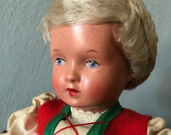 Schildkröt folk doll Germany 1950s blonde hair movable arms and legs rare vintage collection