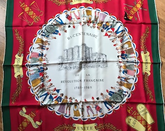 Silk scarf La maison des Canuts Lyon bicentenary of the revolution original packaging