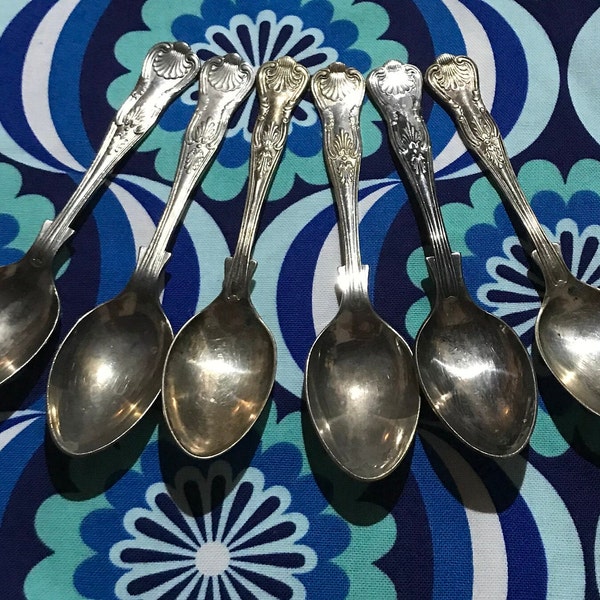 set of six teaspoons marked EPNS A1 Sheffield England flat silver metal made in England vintage cutlery