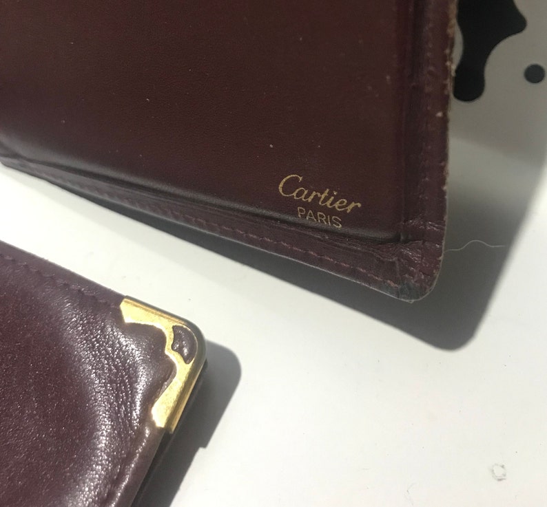 Cartier card holder set 2 items in retro vintage burgundy leather image 3