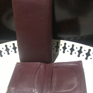 Cartier card holder set 2 items in retro vintage burgundy leather image 7