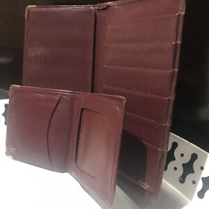 Cartier card holder set 2 items in retro vintage burgundy leather image 4