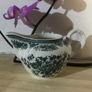 Villeroy & Boch creamer green decoration Fasan pheasant vintage from the 1970s retro porcelain pattern flowers and foliage