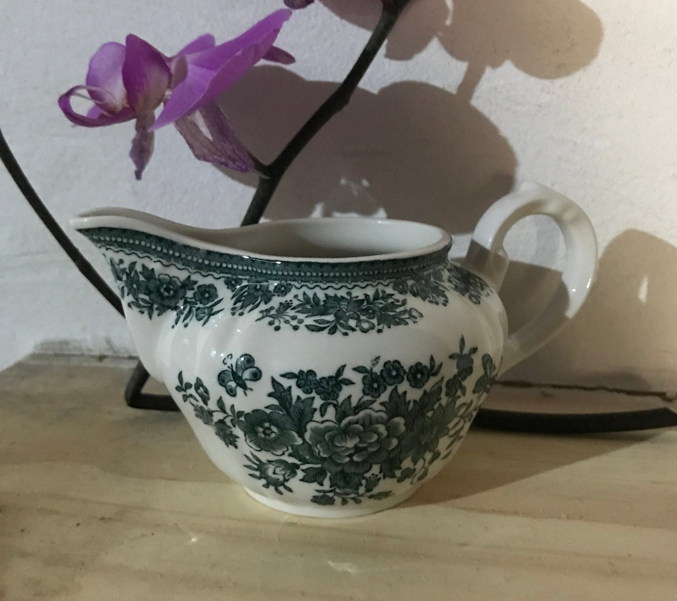 Vintage Porcelain Villeroy Boch/tea or Coffee Set Villeroy Boch Fasan  /green and White Porcelain / Pheasant Pattern Fasan /retro Porcelain 