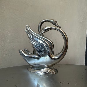 portatovaglioli in metallo argentato a forma di due cigni vintage retrò oggetto raro interior design regalo decorazioni per la casa regalo di fidanzamento di nozze