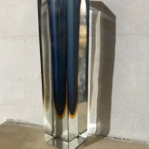 Sommerso Murano faceted glass vase Nason Venice 1970 Soliflor Flavio Poli Italy