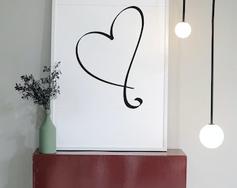 Black and white Heart png, svg, jpg digital art download