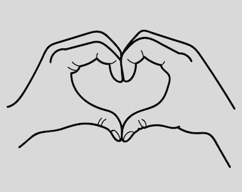 Hand Heart Design || Heart Printable || Love Hands Artwork || Minimalist Art || Digital Download
