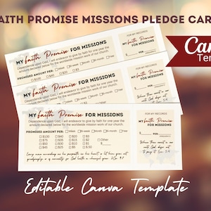 Modèle de carte de promesse de don Faith Promise Missions avec détachable