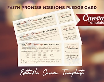 Faith Promise Missions Pledge Card With Tear Off Canva Template