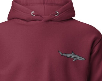 Reef Shark Unisex Embroidery Hoodie, Shark Embroidery, Reef Black tip Shark, Coral Life Hoodie, Reef Shark