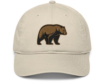 Brown Bear Organic Baseball Cap, Camping hat, Forest Animal, Bear Portrait, Wilderness cap, Camper's organic cotton hat, bear lover