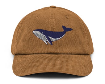 Humpback Whale Corduroy hat, Whale embroidery, Ocean cap, Sea Life hat, whale illustration, free willy, organic cap