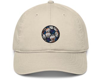 Football Organic baseball hat, retro soccer ball, vintage football, Football logo hat, soccer sports cap, Football merchandise cap