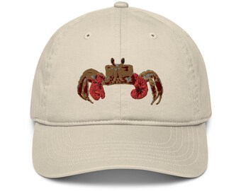 Crab Boxer Organic hat, boxing hat, red boxing gloves, fishing cap, spear fishing hat, crab print, beach sea cap, ocean animal