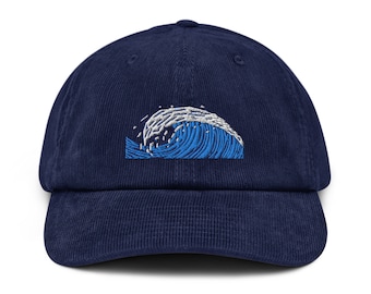 Ocean Wave Corduroy hat, Cruise hat, Surfer hat, Ocean life cap, scuba diving hat, Nautical cap, Wave rider, Rip curl