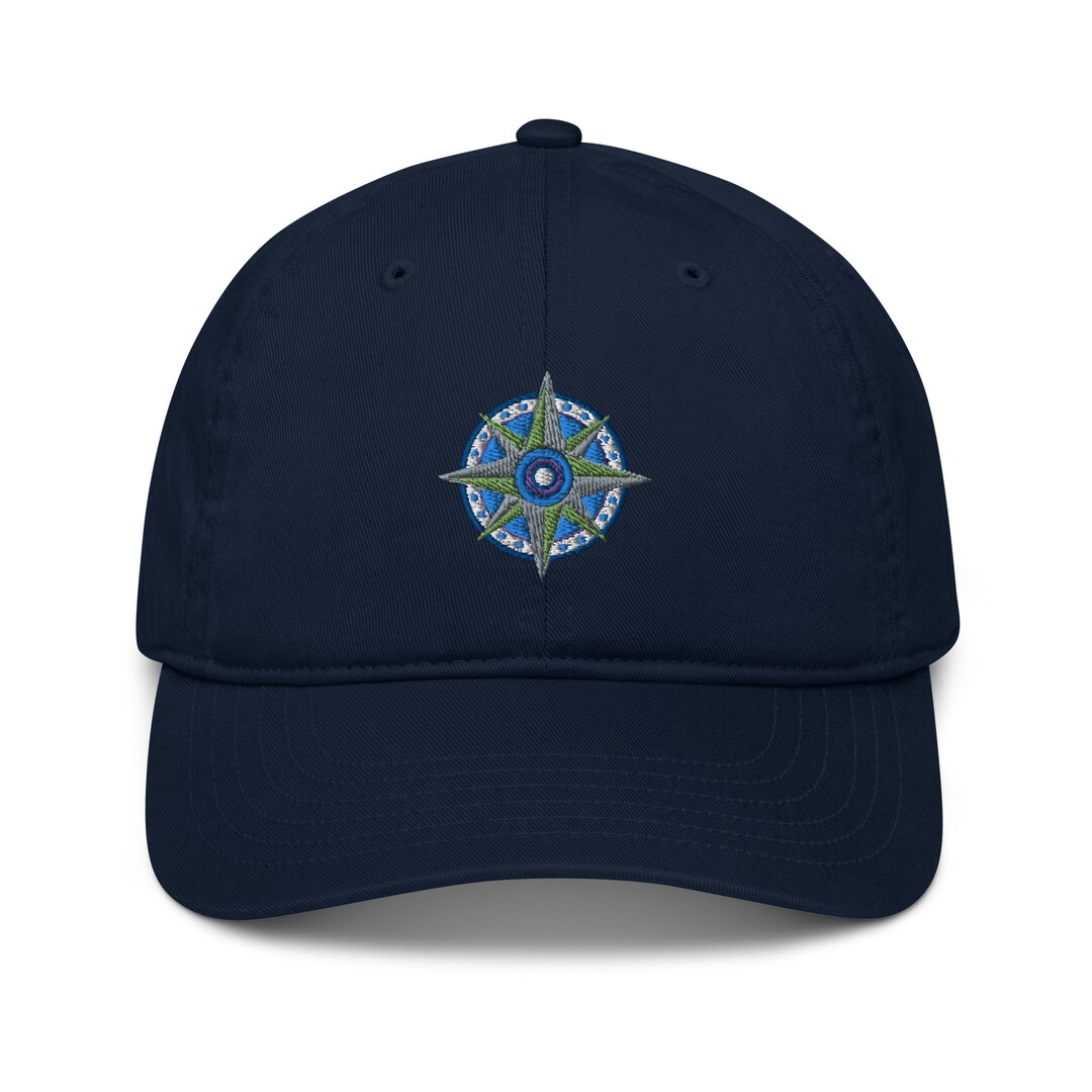 Compass Rose Organic Cotton Baseball Cap, Compass Star Embroidery ...