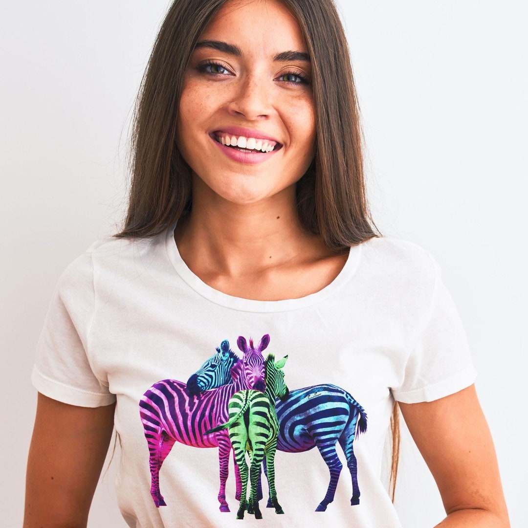 Zebra Huddle Womens High-waisted T-shirt, Zebra Hug Tee, Zebra Shirt ...