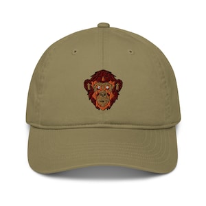 Monkey Baseball Cap, Monkey embroidery, monkey portrait, Jungle Animal, Rainforest cap, Tropical monkey, jungle adventure hat, Wildlife