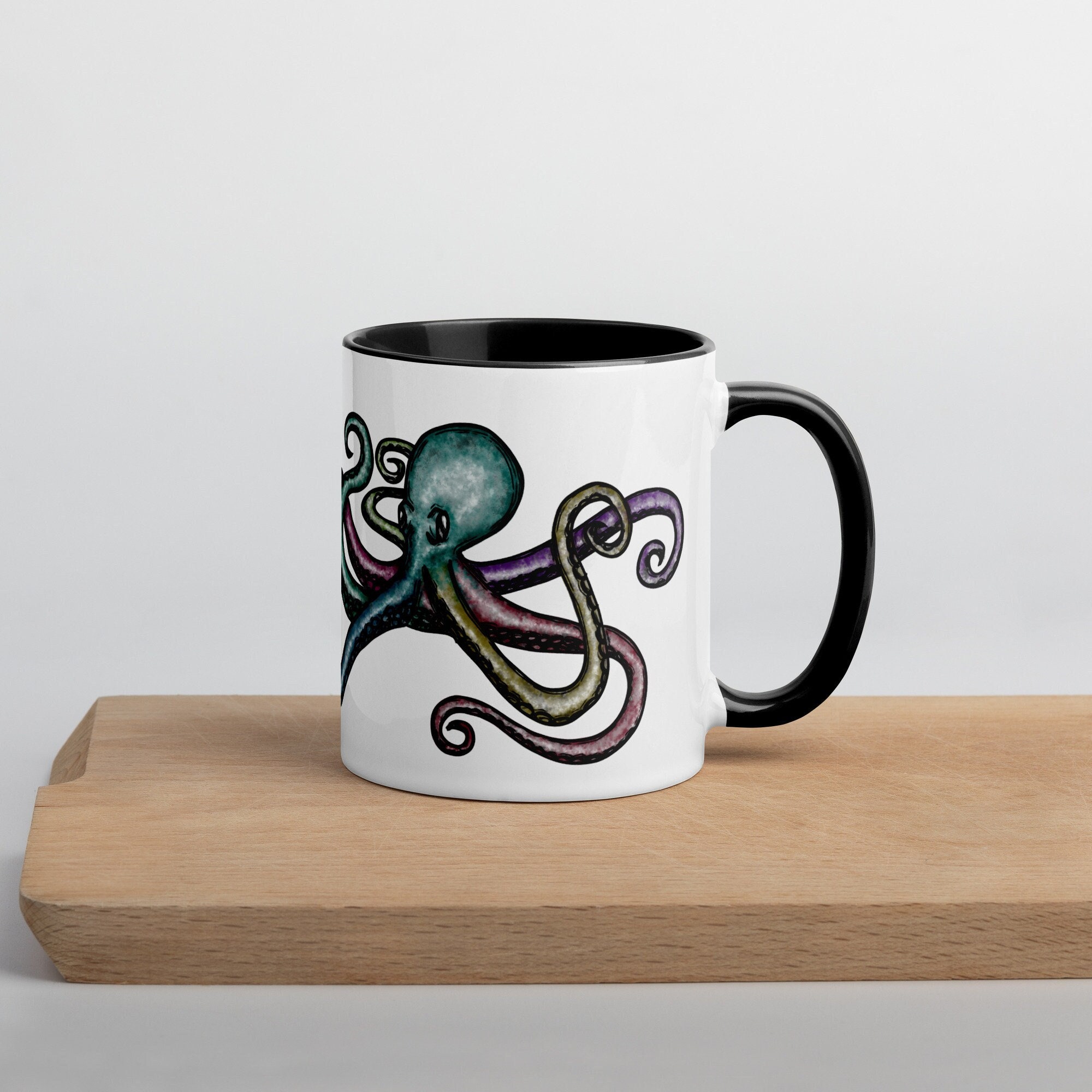 Octopus Ceramic Mug, Sea Life Coffee Cup, Octopus Design, Ocean Animal, Dive Mug, Beach Coffee Cup, Octopus Tea Mug, Colourful Octopus Cup