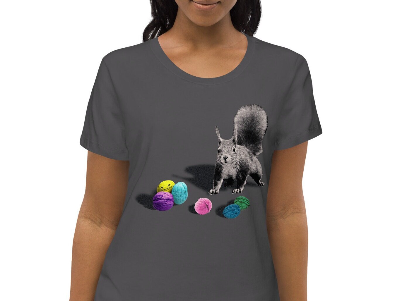 Womens SQUIRREL fitted grey T.shirt.