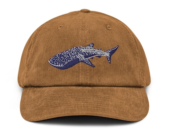 Whale Shark Corduroy hat, Sea Life Cap, Corduroy Cap, Ocean Animal Embroidery, Diver hat, Underwater cap, Whale embroidery, Snorkelling Cap