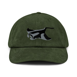 Manta Ray Cord Hut, Stachelrochen Hut, Haifischmütze, Manta Ray Stickerei, Taucherhut, Ozeanmütze, Manta Ray Design