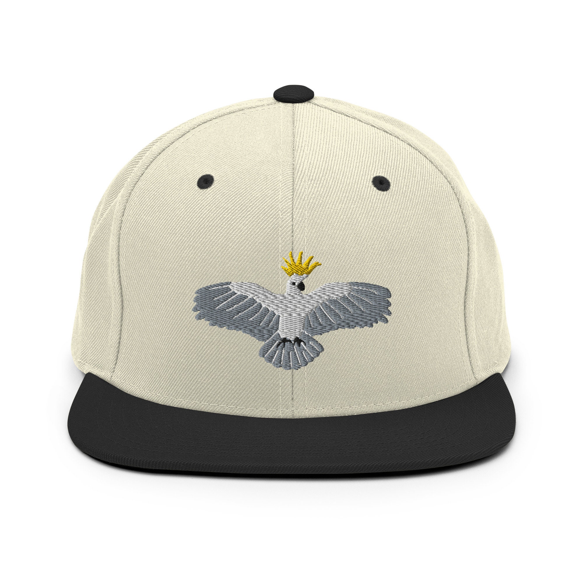 Landing Cockatoo Snapback Hat, Bird Embroidery, Cockatoo Lover, White ...