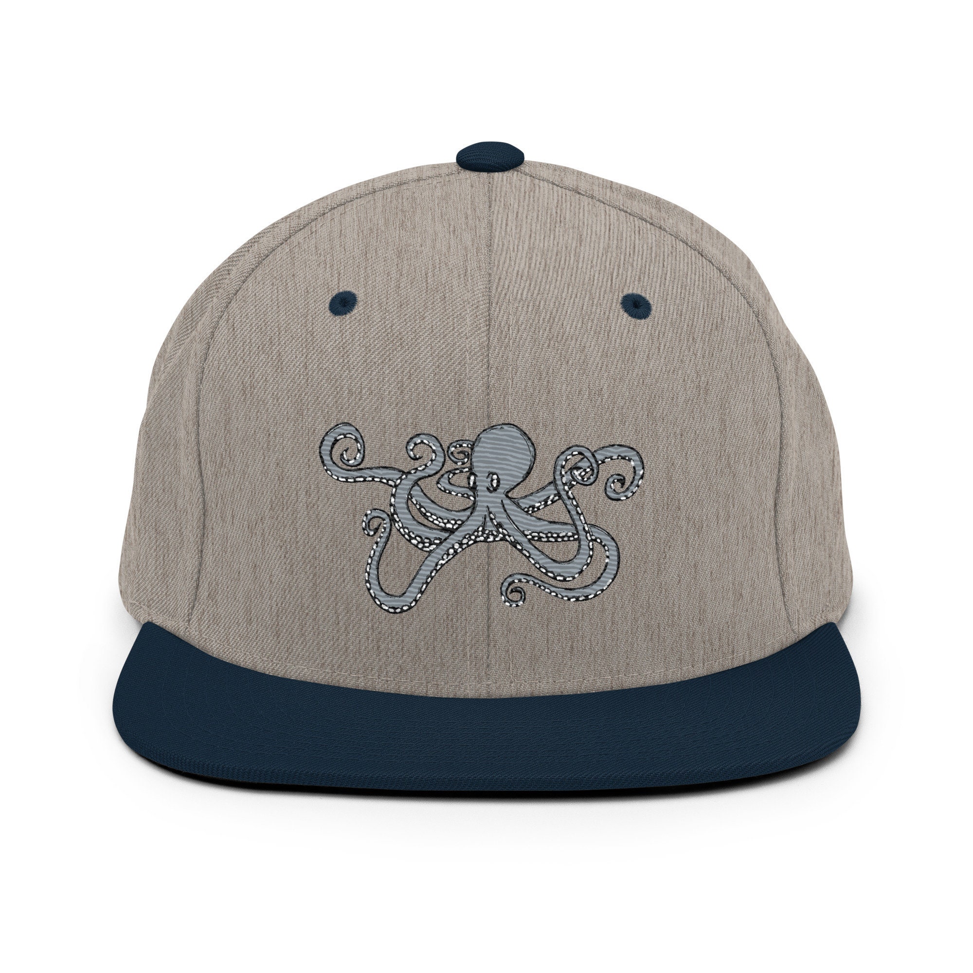 Octopus Snapback Hat, Sea Life Cap, Octopus Embroidery, Ocean Animal ...
