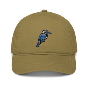 Kookaburra Kingfisher Bird Cap, Organic Cotton Baseball Hat, Bird Embroidery, Blue Bird, Kingfisher Logo Hat, Animal Hat, Australian Bird