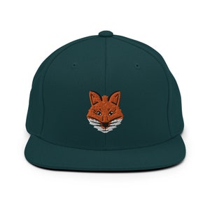 Smart Fox Snapback Hat, fox hat, skater hat, fox cap, fox embroidery, forest animal cap, fox graphic, orange fox, Hipster Cap, wild animal