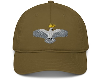 Landing Cockatoo Cap Organic Cap, Bird Embroidery, Cockatoo Lover, white bird, cheeky bird, flying bird design, animal cap, Jungle animal