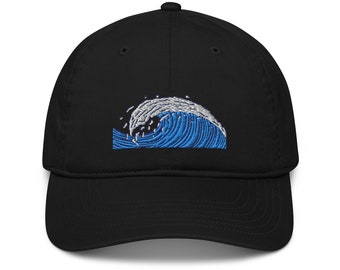 Ocean Wave Organic Baseball cap, Cruise hat, Surfer hat, Ocean life cap, scuba diving hat, Nautical cap, Wave rider