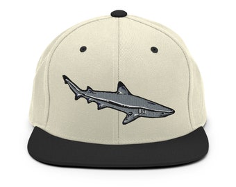 Reef Shark Snapback Hat, Shark Embroidery, Reef Black tip Shark, Coral Life Hat, Reef Shark, Divers gift, Diving Design, Reef Souvenir