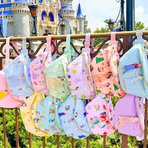 SEWN ON Patched Disney Princess Fanny Packs- Cinderella Fanny Pack Belle Fanny Pack- Moana Fanny Pack- Rapunzel Fanny Pack- Frozen Tiana