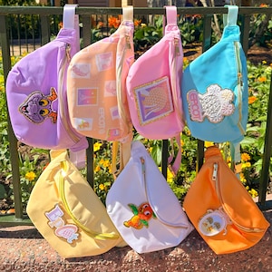 Epcot Blumen- und Garten-Fanny- Raumschiff Erde- Orange Vogel Tasche- Epcot Tasche. Epcot Bauchtasche. Raumschiff Erde Aufnäher / Patch. Epcot Feuerwerk Figur