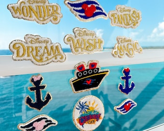 Disney Cruise Patches. Disney Cruise Line Iron on patches. Disney Cruise logo patch Minnie anchor patch for Nylon Bags. Disney Wish Patch.