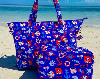 Disney Cruise Tote Bag Disney Cruise Line Pouch- Disney Travel Bag. DCL Bag. Disney Character Cruise Bag. Disney Cosmetic Bag. Disney Tote